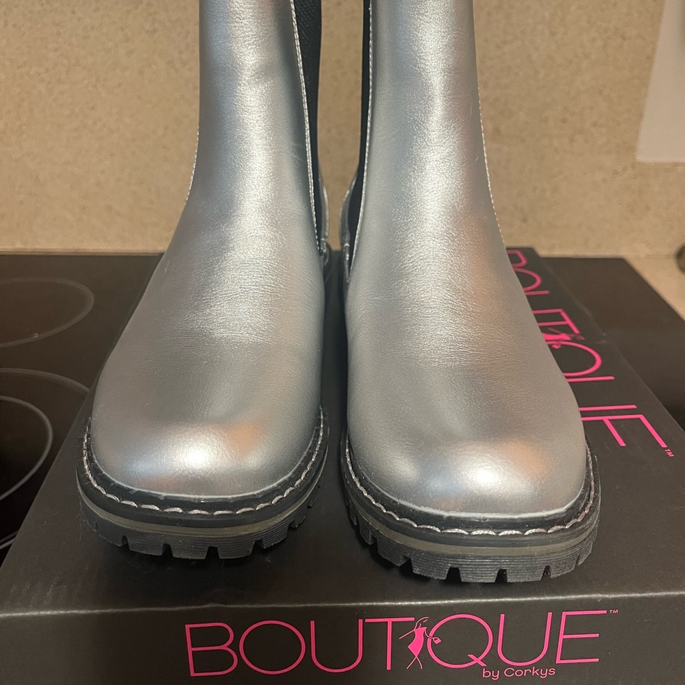 Silver Women's Boots by Corky’s Boutique (Size 8)